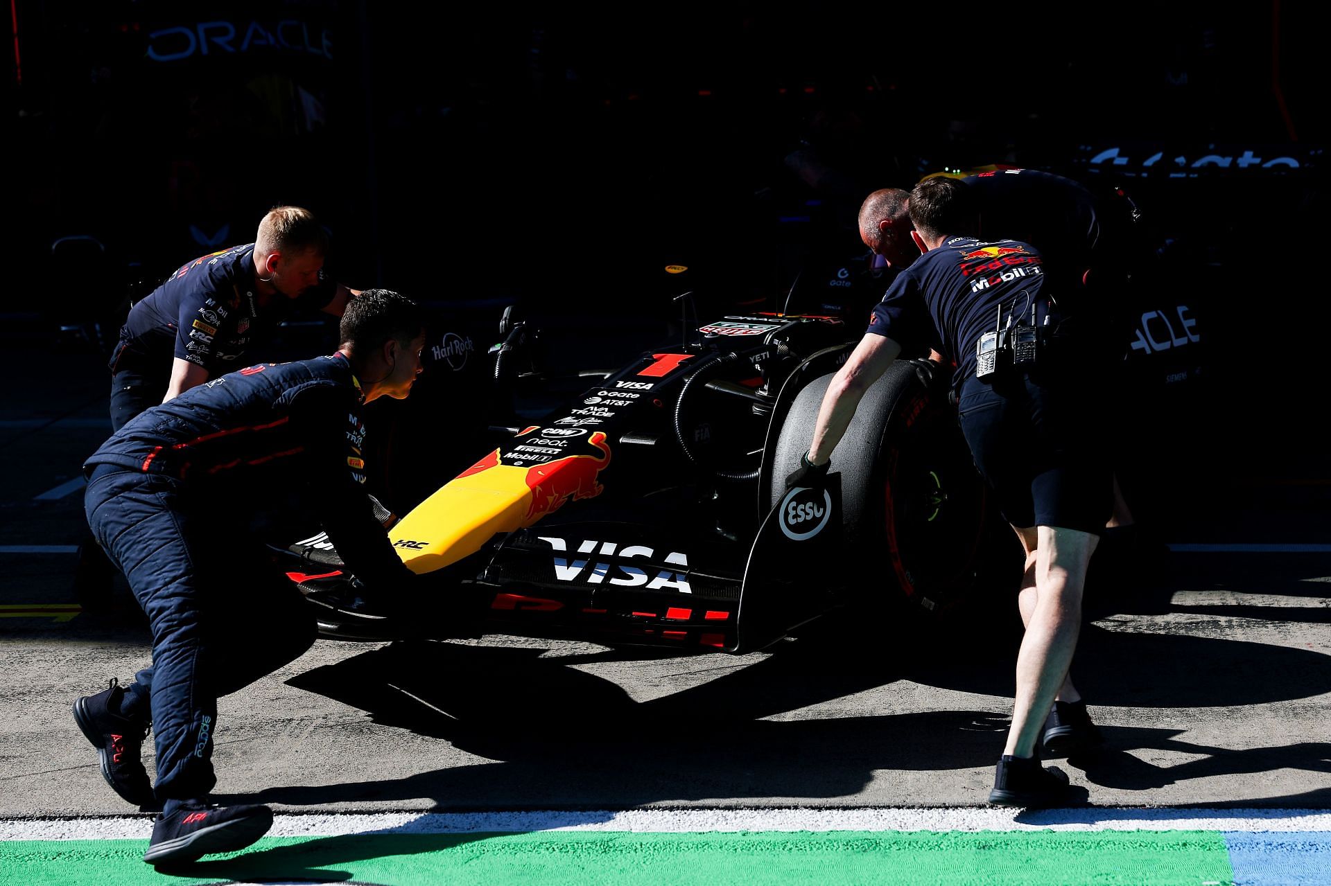 Max Verstappen (1) returns to the garage during the F1 Grand Prix of Austria qualifying at Red Bull Ring. Source: Getty